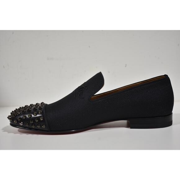 Christian Louboutin Navy Spooky Flat Black Spike Oxford Dress Loafer 42 9